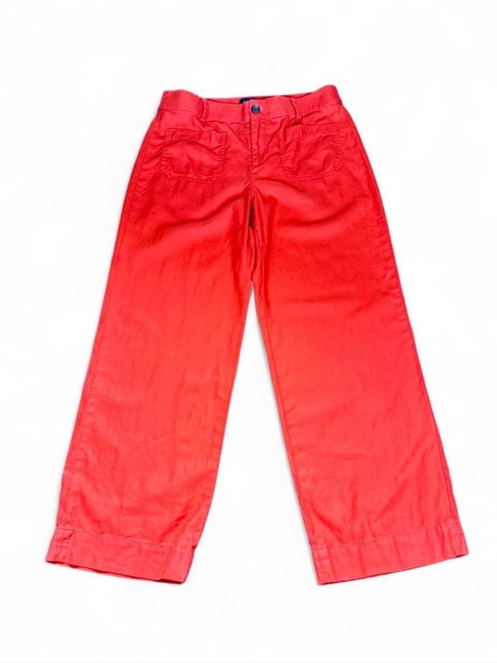 J.Crew Lizzie Wide Leg Linen Pants Size 29 Petite Vibrant Flame Red Trouser